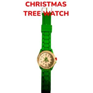 Christmas Tree Watch with Rhinestones. New with Battery.